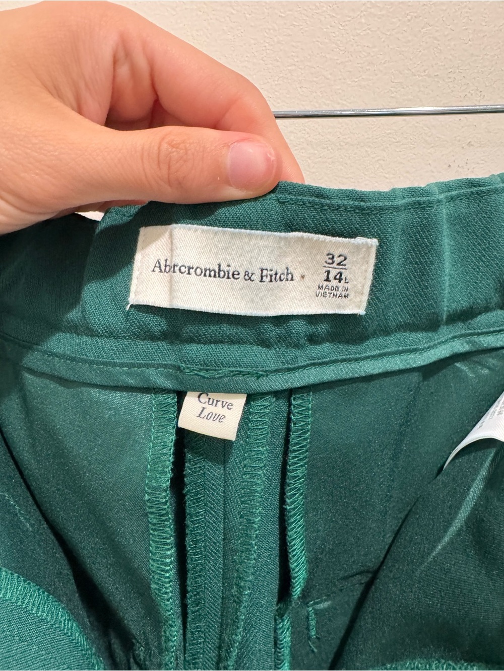 Abercrombie & Fitch Curve Love Wide Leg Trouser Pants Green Size 14L - Picture 7 of 9